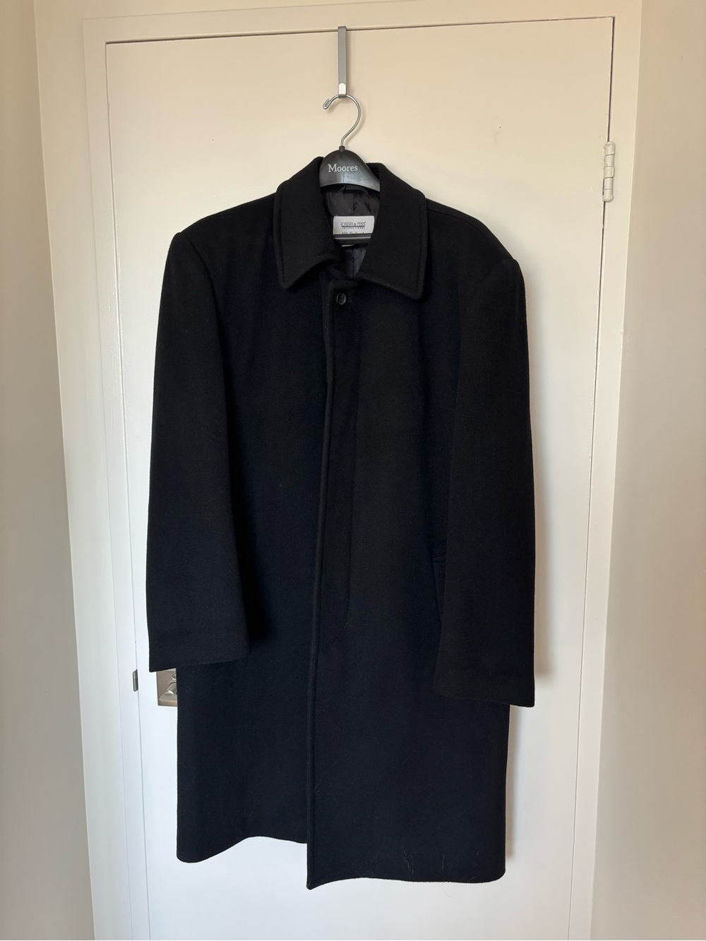Joseph & Feiss Black Lambswool Single-Breasted Top Coat Overcoat Men's 40R - Picture 5 of 7